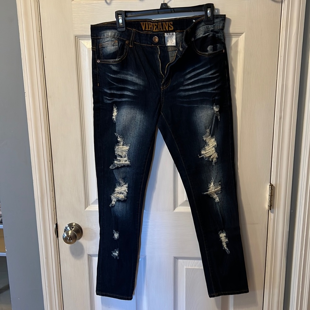 Worn once jeans with rips and fades